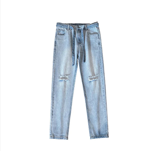 Men's Trendy Straight Washed Jeans in High Street Style